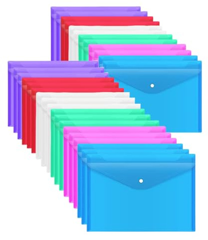30Pcs Plastic Wallets A4 Folder Plastic Wallet Document File Folders with Button