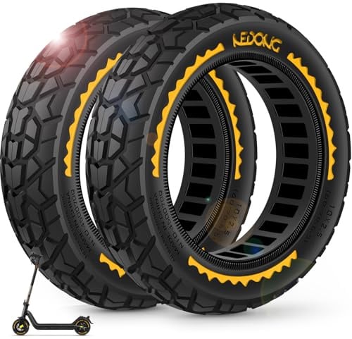 BANGTING 2PCS 10x2.50-6.5 Gomme Piene Antiforatura per Ruote Monopattino Elettrico - 60/70-6.5 Pneumatico Tubeless, 10x2.50 Copertone Fuoristrada per Ninebot G30 Serie e Xiaomi 5/5 Pro/5 Max (Giallo)