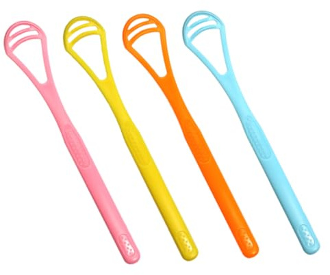 Spazzola Pulisci Lingua 4 Pezzi in Silicone per Adulti | Portatile, 4 Strumenti Manuali, Pulizia Orale Quotidiana, Raschietti Compatti e Facili da Usare