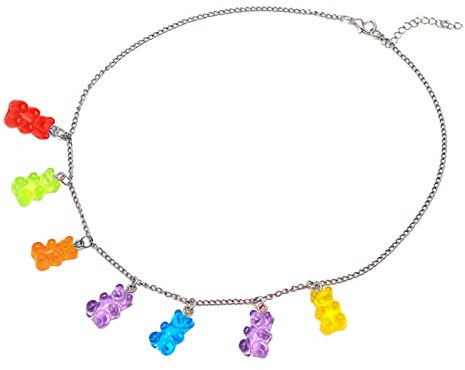 Fluxioxtna Süßigkeit Gelee Buntes Gummibär Anhänger Halskette Klare Schöne Choker Für Frauen Und Mädchen Party Schmuckgeschenke