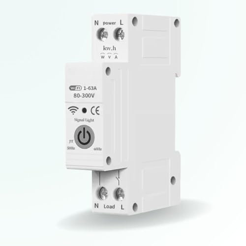 ZenGO Télérupteur WiFi connecté, Interrupteur, 63A, Mesure de consommation, Contrôle à Distance, Compatible Alexa, Google Home, SmartLife et Tuya