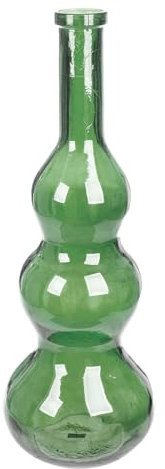 GILDE Jarrón de Cristal Balleros – Forma abombada – Verde – Altura 75 cm x diámetro 27 cm – Jarrón Decorativo