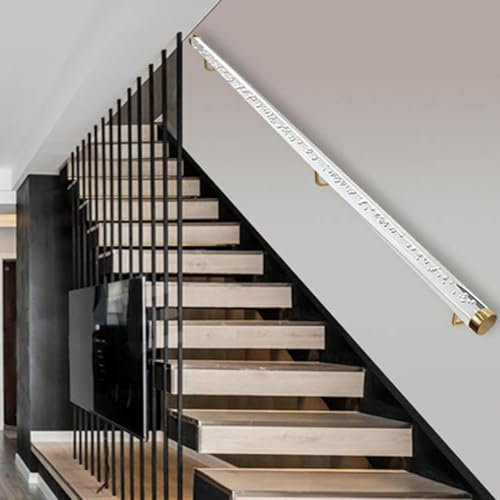 Transparentes Acryl-Treppen-Kit – rutschfestes, transparentes Geländer für Innentreppen, erhältlich in 90 cm bis 6 m Länge, stilvolles Gold-Finish, blasenfreies Design, komplettes Set
