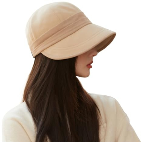 YWTAENOH Damenhut für Herbst und Winter, breite Krempe, warm, verstellbar, weich, modisch, Fedora