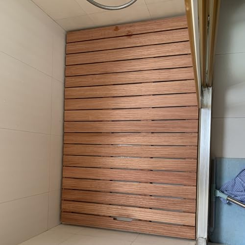 badematte Holz 30 50 70 80 90 cm Breite Massive Rote Zedern-Duschbodenmatte, Große Faltbare Duschmatten Für Ältere Menschen/Spa, Robuste Quadratische(40 X 55cm/16 x 22in)