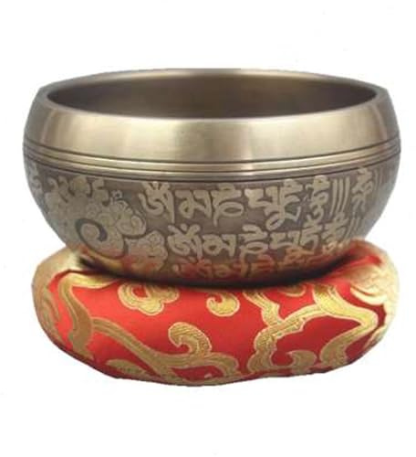 Handgemachte tibetische Klangschale aus Messing, Meditationsklang-Zen-Schale for heilende Gebetsentspannung(14cm)