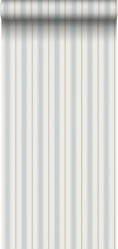 Sanders & Sanders Tapete Streifen Hellblau und Beige 53 cm x 10.05 m