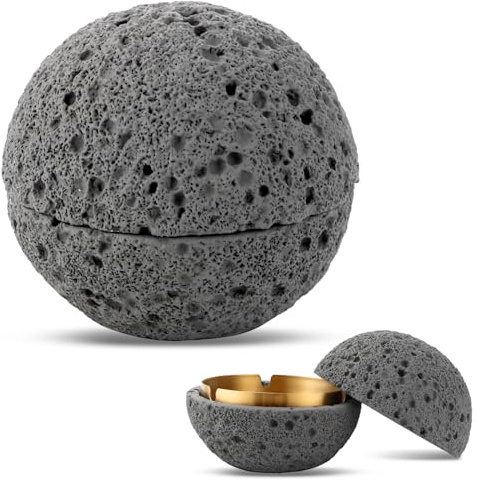 Oungy Tischabfalleimer aus Beton und Innenzylinder aus Metall, Kleiner MüLleimer mit Deckel, Rund TischmüLleimer mit Deckel, Tisch MüLleimer für Schreibtisch, Geruchsdicht 11,5 X 12,5 cm (Dunkelgrau)