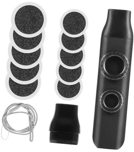 Doppelloch Kazoo Musikinstrument Schwarz für Erwachsene mit Trageband | Ersatz Rundmembranen, ABS Tritan Silikon, Einfach zu Spielen, Musikalische Begleitung