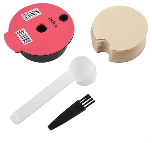Gdfnmogo Refillable Coffee Capsule Pod Compatible with Bosch-Tassimo – Reusable 60mL/180mL Pod Set Including Silicone Lids, Scoop and Cleaning Brush (B)