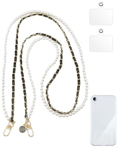 LOZTBUE Correa para Teléfono Móvil con Cuentas, Cadena de Teléfono Bohemia, Perla Cordón para Teléfono con Cadena Cuero de Metal et Flores, Antipérdida Móvil Colgante para Teléfono Móvil