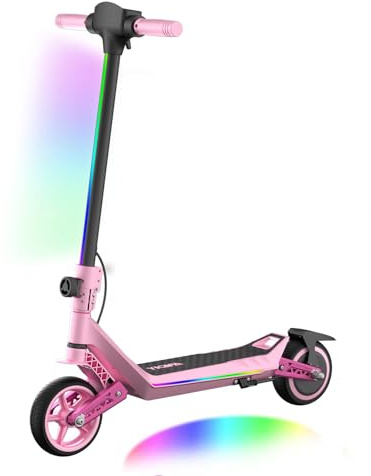 E-RIDES Monopattino Elettrico per Ragazzi U8 Fuoristrada - Doppia Sospensione - 16km/h Max, 10km Autonomia - Pieghevole e Leggero (6.7kg) - Motore 110W - Per Bambini 8-16 Anni (Rosa)