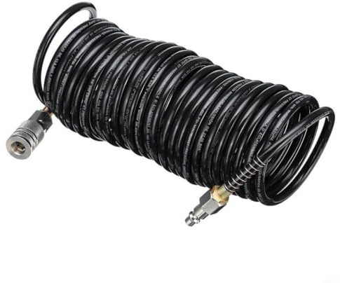 SageFurned Druckluftschlauch Schwarz 7,5 Meter 1 4 Zoll PE 200 PSI Schnellanschluss Ölfest Flexibel für Kompressor Werkzeug Maschinen