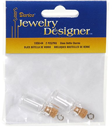 Darice 2 Piece Glass Bottle Charm with Cork Stopper, 22 mm