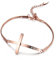 JewelryWe Kreuz Armband Damen Schlangenkette: Edelstahl Zirkonia Kruzifix Kreuz Schlangenkette Armkette Armreif Geschenk für Frauen Rosegold