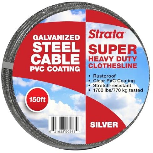 Strata Wäscheleine aus verzinktem Stahl, 45 m, silberfarben