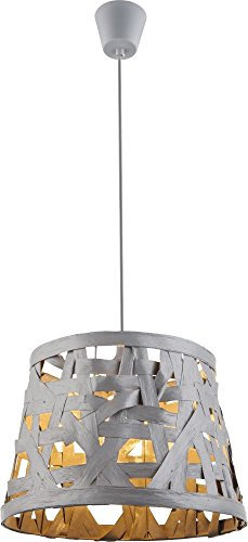 Design Hänge Decken Lampe grau Schlaf Gäste Zimmer Textil Schirm Leuchte Globo 15224