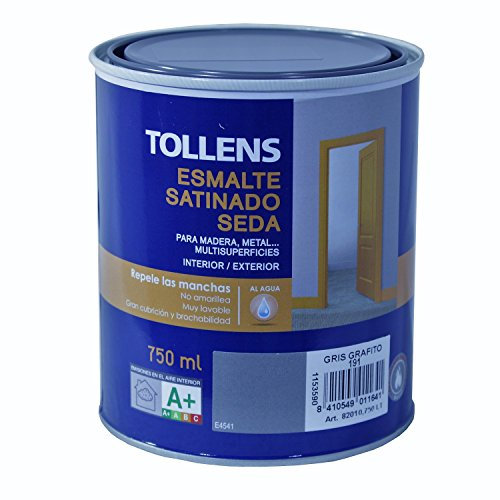 Tollens 8201 Esmalte al Agua Satinado, Gris Grafito, 750 ml