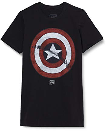 Marvel Men's Captain America T-Shirt, Black, Medium