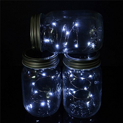 MASUNN Solar Powered 2M 20Leds Mason Jar Deckel Fairy String Licht Draht Lampe Für Gartendekor-Pure White