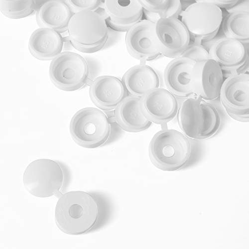 Lot de 100 capuchons à vis en plastique à charnière Blanc 10 mm