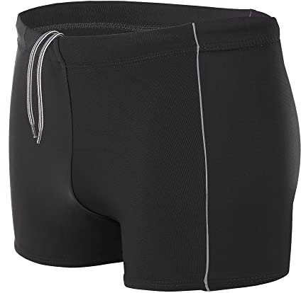 Aquarti Maillot de Bain pour Homme Boxer de Piscine Shorts Grande Taille, Nior/Gris, L