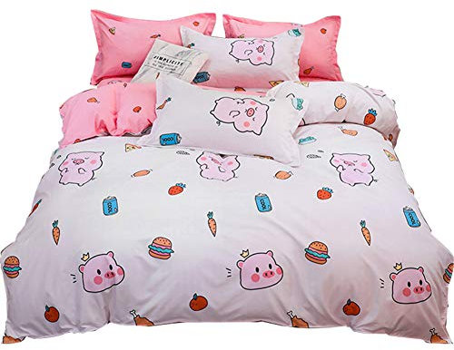 Mateju Bettwäsche-Set 3 Teilig, 100% Super Weiche Atmungsaktive Eleganter Stil Mikrofaser Bettwäsche Reißverschluss Bettbezug und Kopfkissenbezüge (220x240cm,Schweinchen)