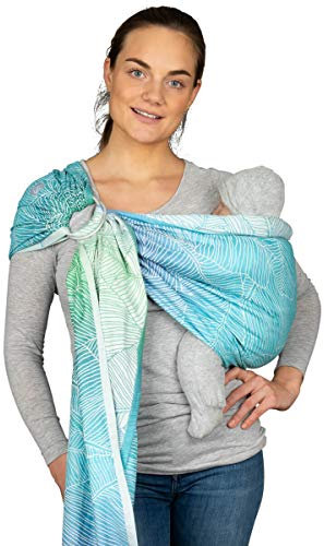 Hoppediz Ring-Sling, Baby-Tragetuch ab Geburt, 100 % kbA-Baumwolle, Design Grenada creme