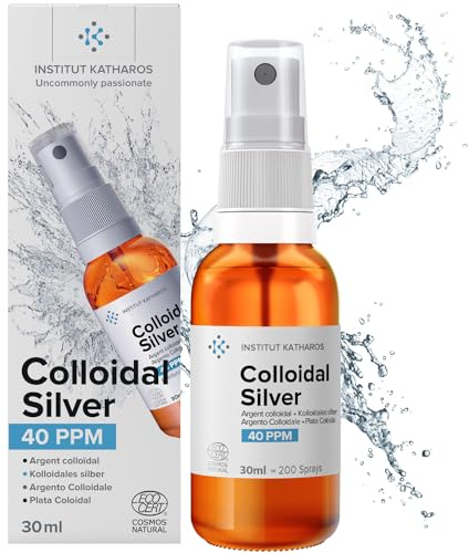 Plata Coloidal Pura ● 40 ppm ● Óptima Concentración, Partículas más Pequeñas, Mejores Resultados ● Certificada por Laboratorio ● Incluye Ebook ● Institut Katharos (30mL)