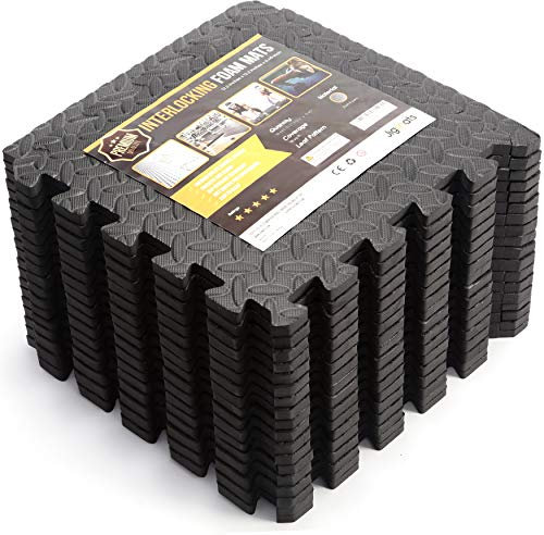 Soft Foam Puzzle Exercise Mat Protective Foam Floor Mats for Stationary Home Gym Equipment at Home Gym Flooring Fitness Equipment 6x3ft EVA Foam Interlocking Tiles each Foam Mat 31x31 CM (Black)