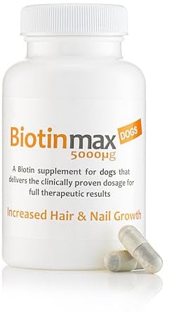 BiotinMax Vitamin Supplement for Dogs Coat & Skin Care Strongest Clinical Strength Biotin 5000µg 100 Capsules