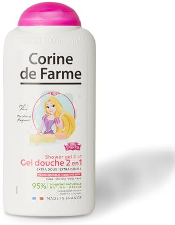 Corine de Farme - Gel Douche Extra-Doux Princesses Disney - Gel Douche 2-en-1 Corps et Cheveux pour Enfants - Flacon Princesse Raiponce - Formule Peau Sensible, ne Pique pas les Yeux - 300ml