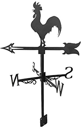 LOVIVER Black Weather Vane Figurine di Animali Pratico Indicatore di direzione Fattoria Giardino Ornamento di Artigianato, Gallo