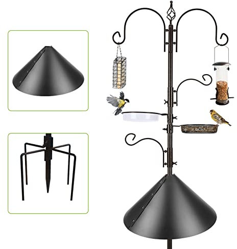 Urban Deco Bird Feeding Station with Squirrel Baffle Heavy Duty Hanging Feeder Station Kit