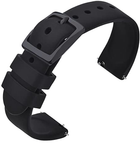ANNEFIT Silicone Watch Straps, Quick Release Rubber Sport Band 22mm with Classic Black Clasp (Black)