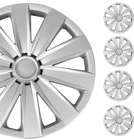 OMAC Radkappen Radblenden Radzierblenden Set 16 Zoll Kompatibel mit Auto KFZ PKW ABS | Radkappensatz Stahlfelgen Felgendeckel | 1 Satz (4 Stück) Vorne und Hinten (Grau)