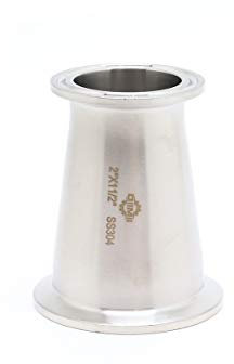QiiMii SS304 Sanitary Tri clamp Concentric Reducer Tri Clamp Clover Fittings Reducer (Size: 2 inch x 1.5 inch)