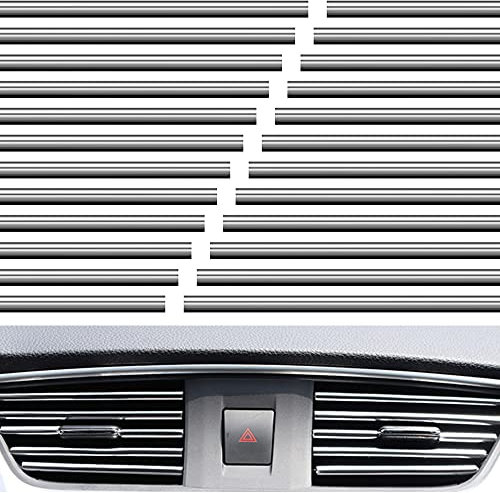 20 Stück Auto Klimaanlage Dekorationsstreifen U Form Leisten für Lüftungsschlitze DIY Decor Zubehör Auto Luftauslass Innen Streifen Dekor Lüftungsschlitz für Klimaanlage Trimmen Streifen (Silber)