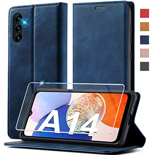 Ailicici Handyhülle für Samsung Galaxy A14 Hülle Leder [Mit Schutzfolie] Brieftasche Schutzhülle für Samsung A14 Hülle Stoßfest Case Flip Wallet Leder Klappbar für Samsung Galaxy A14 5G Hülle Holster
