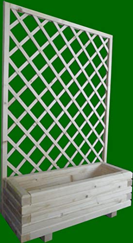 SchwibboLa Pflanzkasten Massiv inkl. Rankgitter 140cm Höhe verschieden Größen unbehandelt Fichte (60x40x33cm inkl. Gitter 140cm)