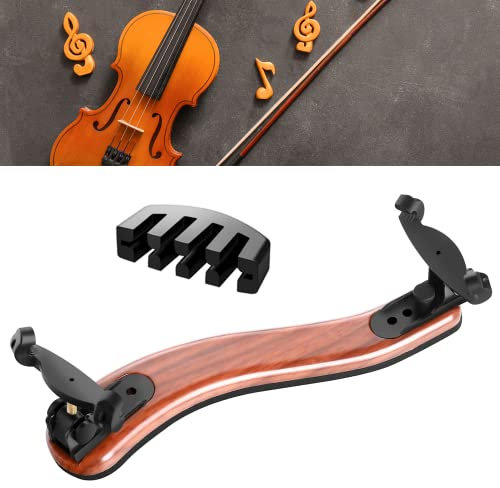 Fansjoy Spalliera per Violino 4/4 & 3/4, [Imitazione in Legno] Regolabile Mentoniere e Poggiaspalla per Violino 4/4 e 3/4 con un Violino Pratica Muto
