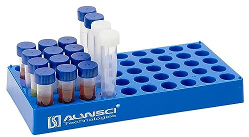 ALWSCI 4 mL Fläschchengestell Labor HPLC Fläschchenhalter, Reagenzglasständer mit 50 Fächern, Zentrifugenröhrchen-Rack Probenflaschen-Rack