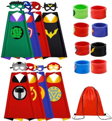 KARAZZO Kids Capes Set and Wristbands Boys Girls Costumes for Halloween Christmas Cosplay Dress Up (8-PACK CAPES SET)