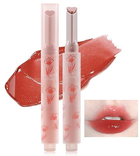 Erinde Jelly Lipstick, Tinted Glasting Melting Balm, Heart Shape Lip Gloss Lip Stain, Long Lasting Moisturizing, High Pigmented, Plumping Lip Makeup 04# Bale Popo