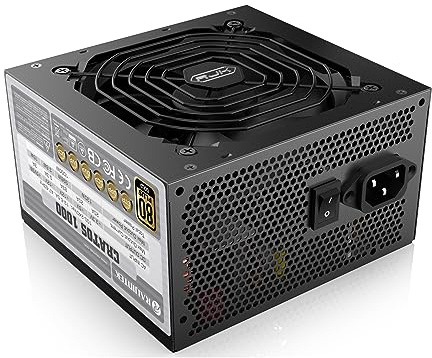 RAIJINTEK CRATOS 1000 Black, 80 Plus Gold Vollmodulares ATX 3.1 Netzteil, PCIe 5.1 12V-2x6 Kabel, Leiser Smart-Fan, Japanische Kondensatoren, Kompakt 140mm PSU