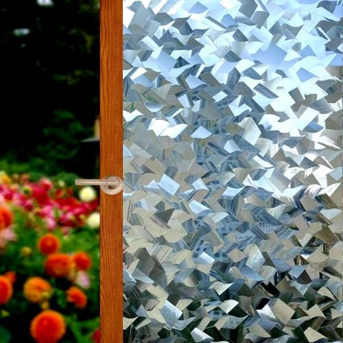 Cinbee Pellicola 3D per finestre, autoadesiva, opaca, 40 x 300 cm, per finestre senza colla, pellicola decorativa in vetro per la privacy, per finestre con glitter