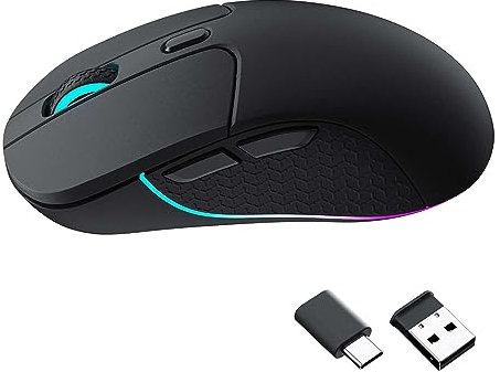 Keychron M3 Souris de Jeu Optique sans Fil, Capteur PixArt Paw 3395, 26000 DPI 2,4 GHz/Bluetooth 5.1, LED RGB rétroéclairé, Bouton Macro Programmable léger de 79g pour PC/Mac Windows - Noir