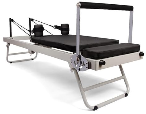 AAADRESSES Multifunktionaler Pilates Reformer, Faltbares Pilates Reformer GeräT, Pilates Bett Mit Einstellbarer IntensitäT, Bis Zu 300 Pfund Tragkraft, FüR Zuhause Und Fitnessstudio,004