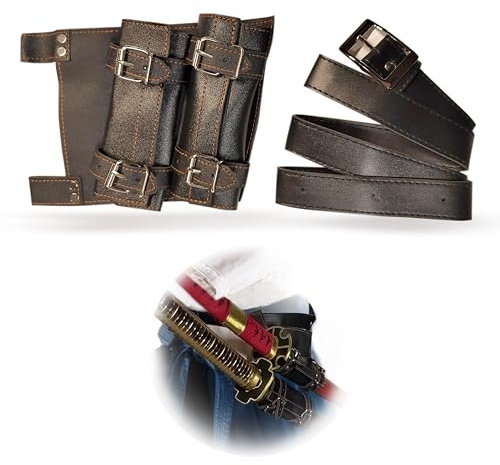 Katana Schwerthalter mit Gürtel - Robuster Gürtel für bequemes Tragen - Perfektes Zubehör, Cosplay und Samurai-Enthusiasten - Accessoire für Samurai-Fans (schwarz, 2 Schwerter, gleiche Seite)