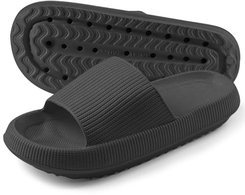 TOPALL Claquettes Femme,Claquette Femme Hommes,Chaussons Pantoufle Sandales Mules Eté Confortable,Semelle Épaisse Antidérapante Utilisé pour Piscine, Douche, Plage,Intérieur, Extérieur(Noir-Été,38/39)